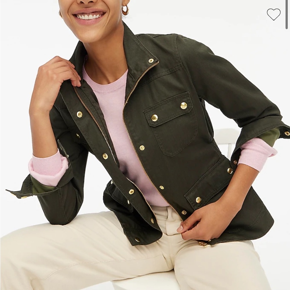 J Crew Resin-coated twill field jacket Mossy Brown Dark Green S